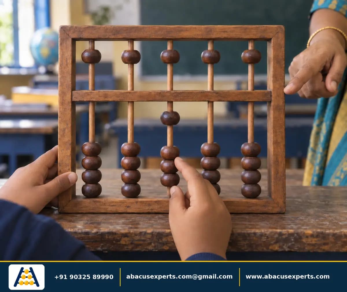 A child moving beads while a teacher observes hand comfort and technique